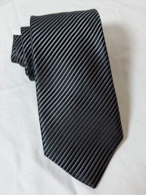 David Donahue 100% Silk Classic Formal Black Diagonal Stripe Tie Black Tie Tux